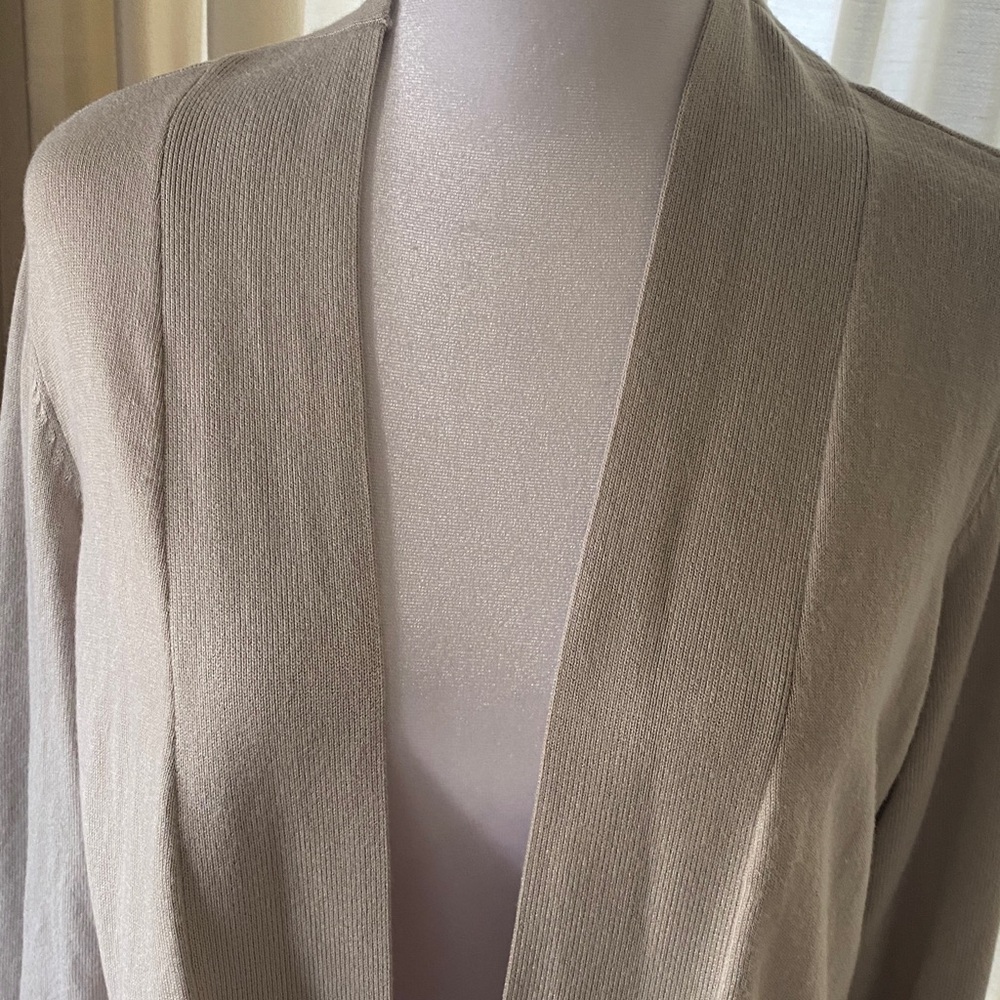 JM Collection Beige Open-Front Cardigan - Picture 8 of 13